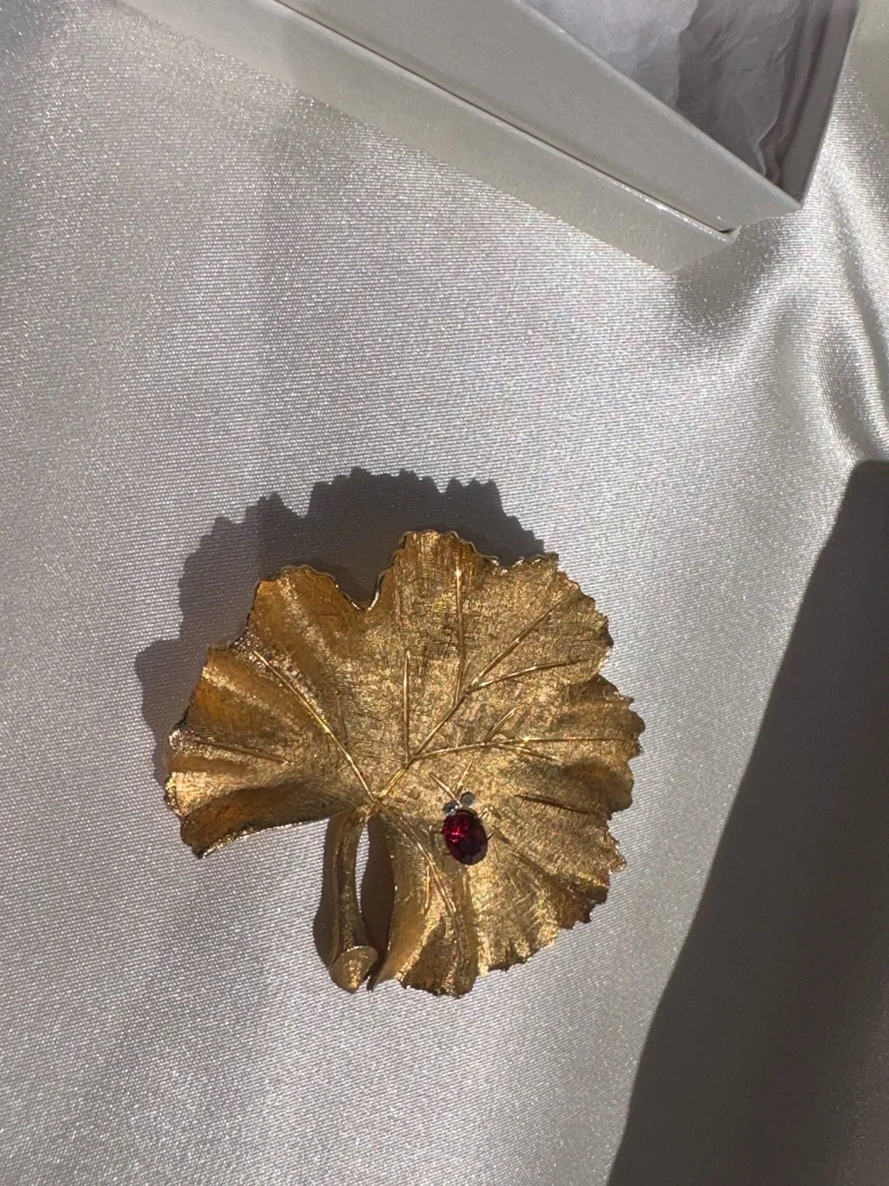 Gold Leaf Decorative Accent with Red Jewel - Elegant Home Accent
